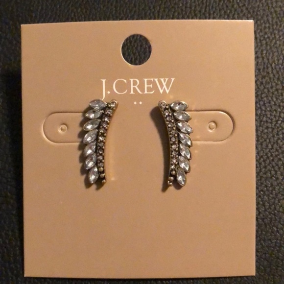 J.Crew Feather STud Ear Climber Earrings NWT 22.50 - Picture 2 of 3